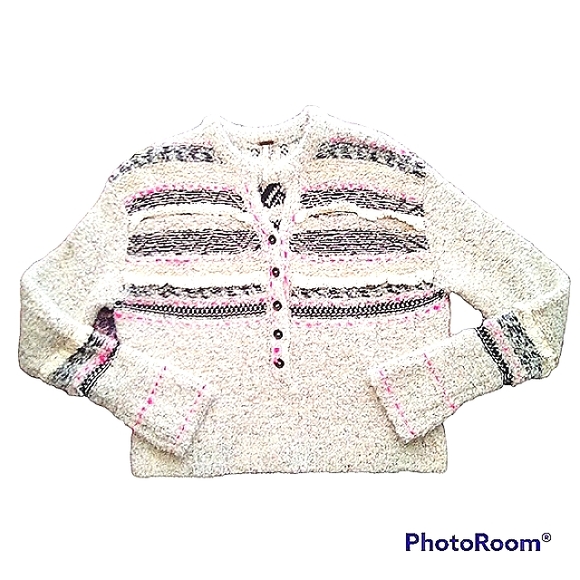 FREE PEOPLE COLOR POP HENLEY PULLOVER SWEATER SZ S EMBROIDERY FRINGE TRIM BOHO - Picture 9 of 15